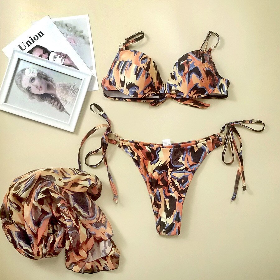 Leopard Print Push Up Swimwear Bikini Bandage Bathing Suit Power Day Sale