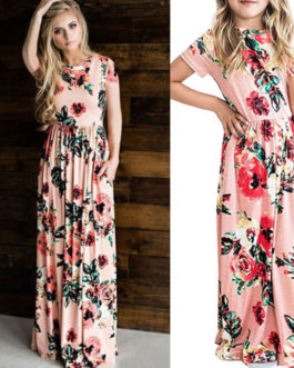 Casual Short Sleeve Floral Beachwear Bohemia Long Maxi Dress