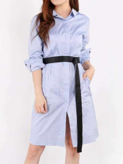 Blue Shirt Dress Turndown Collar Long Sleeve Women’s Summer Dresses ...