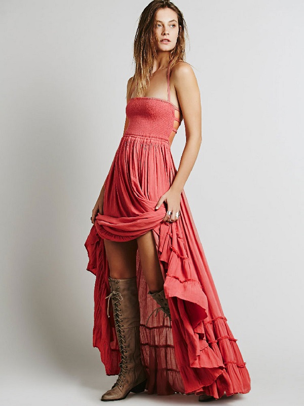 Boho Maxi Backless Straps Long Warp Dress