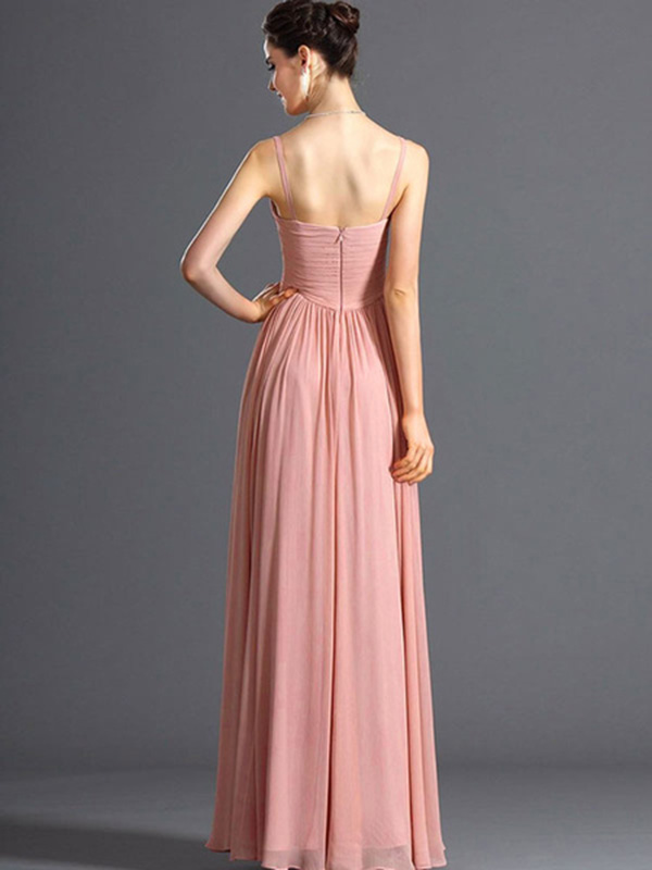 Pink Maxi Dress 2019 V Neck Chiffon Long Prom Dress For Women - Power ...