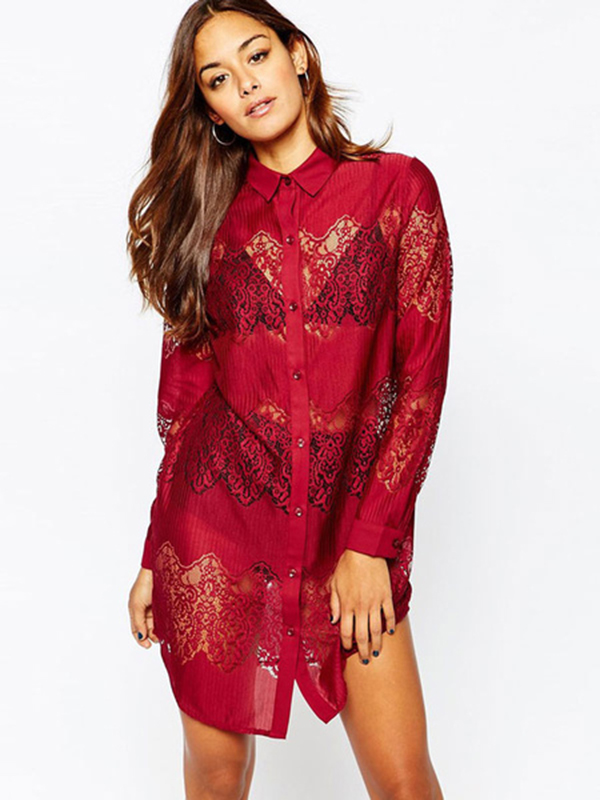 warehouse red shirt dress