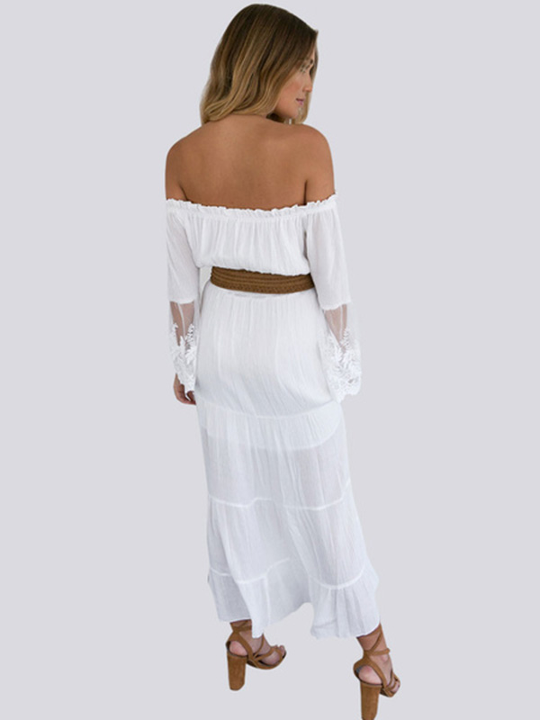 white beach dress off shoulder