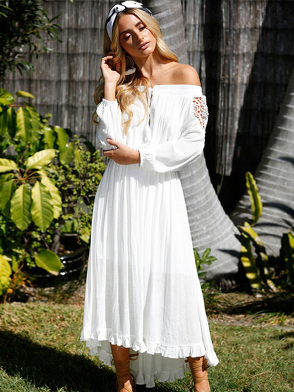 Boho Lace The Shoulder Long Sleeve Maxi Power Day Sale