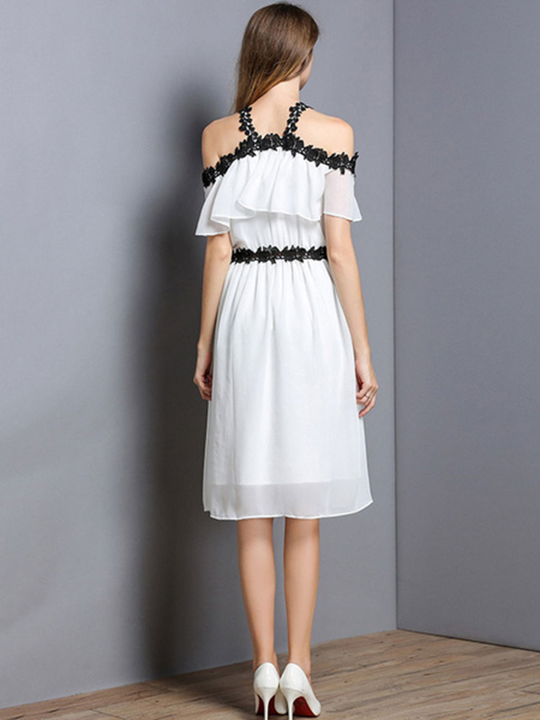 Woman Cotton Summer Ruffle Short Sleeve White Dress O Neck Sexy Short Dress Lady Elegant High 