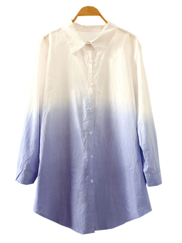 Women s Shirt  Dress  Tie Dye Ombre  Turndown Collar Long  