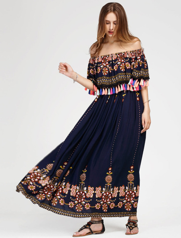 off the shoulder long summer dress