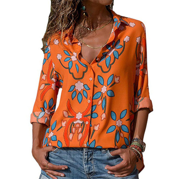 Women Blouses 2018 Floral Print Long Sleeve - Power Day Sale