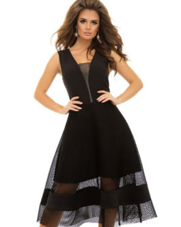 Black Long Dress V Neck Cocktail Sleeveless Sexy Party Dress