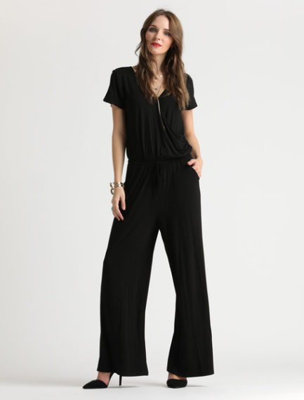 Black One Piece Jumpsuit With Pockets - Power Day Sale