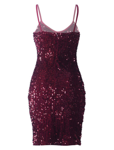 Glitter Bodycon Dress Sleeveless Sequins Shaping Sexy Party Dress ...