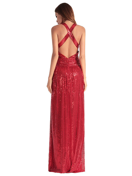 red glitter maxi dress