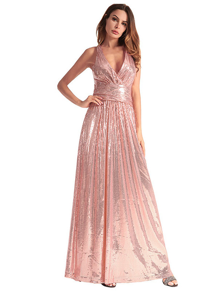 pink glitter maxi dress