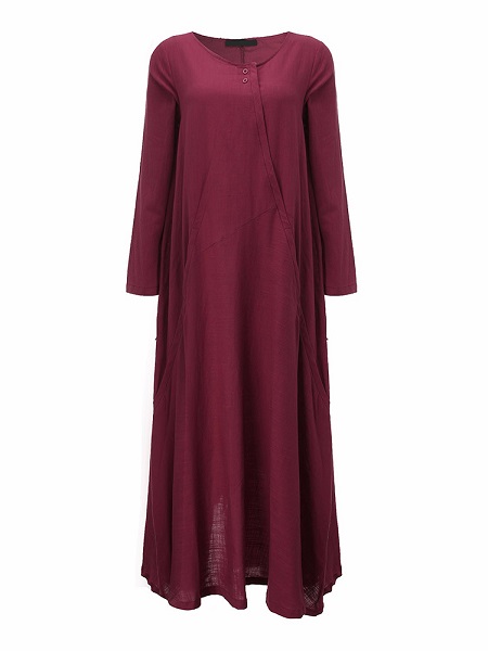 Solid Color Irregular Hem Maxi Dress - Power Day Sale