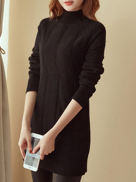Women Sweater Long Sleeve High Collar Warm Pullover - Power Day Sale