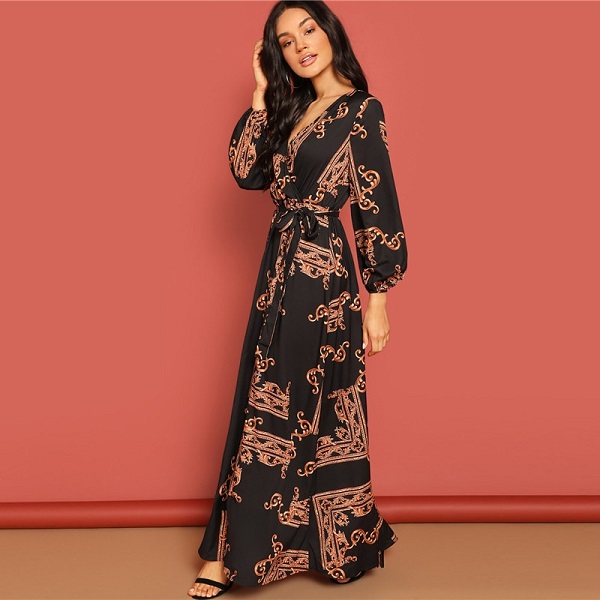 a line maxi dress with sleeves