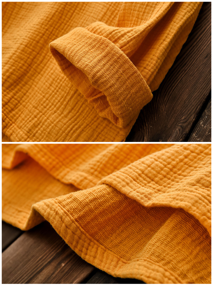O Neck Long Sleeved Cotton Linen Tops6