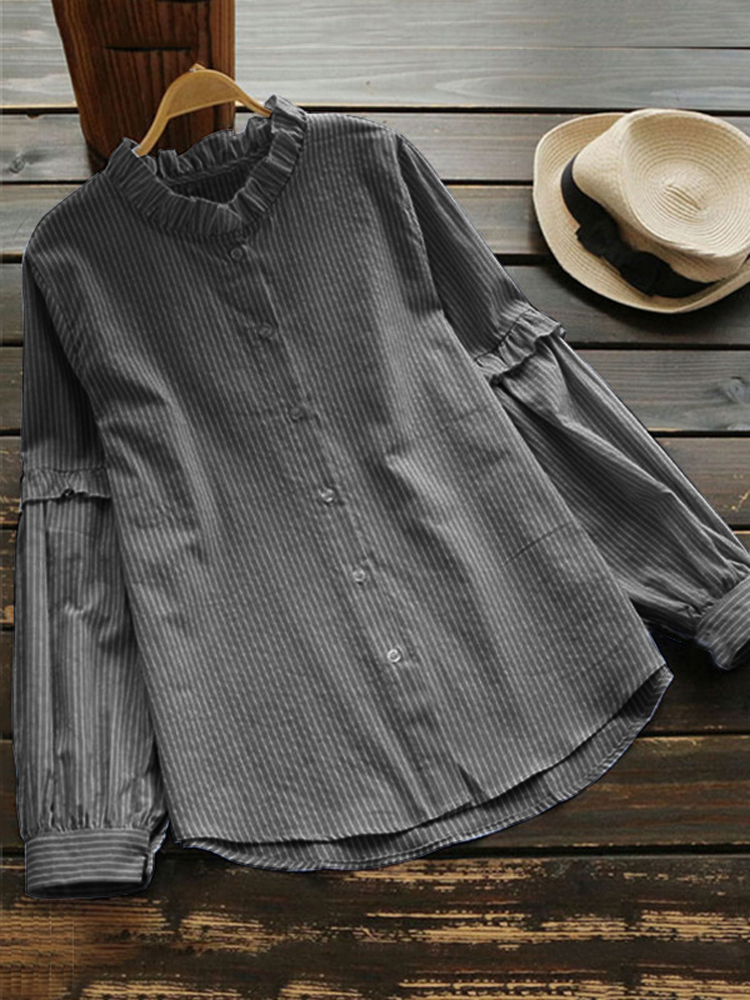 Stand Collar Long Sleeve Blouse2