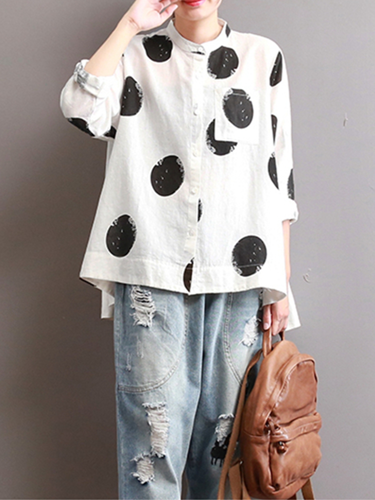 Stand Collar Long Sleeve Blouse3
