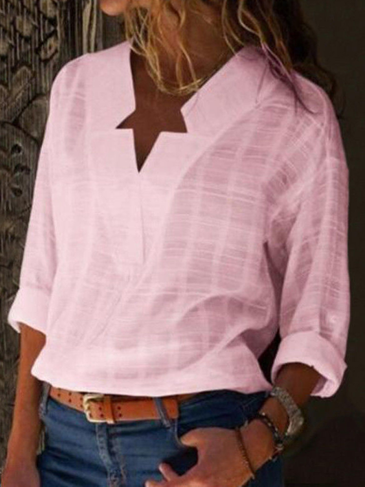 V Neck Casual Loose Blouse2