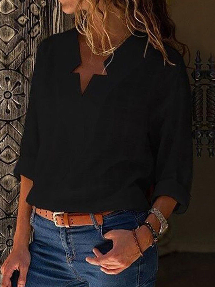 V Neck Casual Loose Blouse4