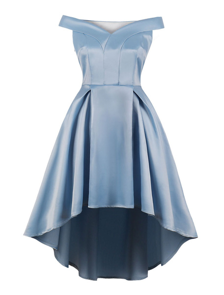 Vintage High Low Blue Retro Dress - Power Day Sale