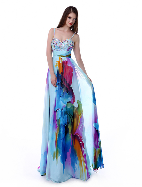 African Floral Print Chiffon Party Prom Dress - Power Day Sale