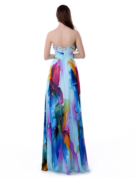 African Floral Print Chiffon Party Prom Dress - Power Day Sale