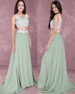 Chiffon Prom Two Piece Beading Occasion Party Dresses
