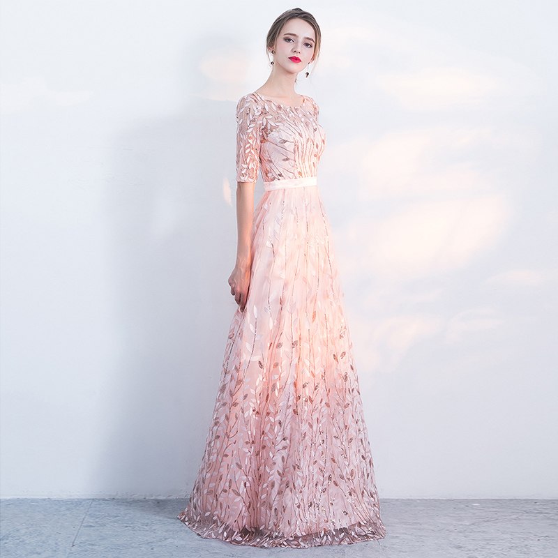 Elegant Lady Prom Half Sleeve Evening Maxi Pageant Dress - Power Day Sale