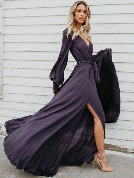 lilac long sleeve maxi dress