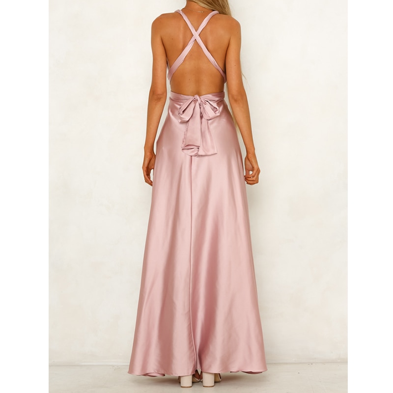 Sexy Maxi Knotted Backless Party Dress - Power Day Sale