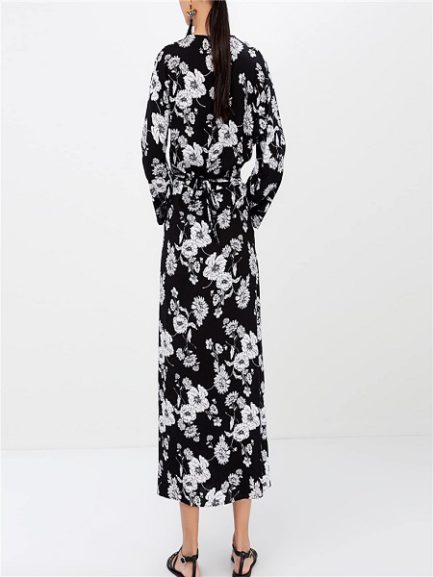 Sexy V-neck Floral Printed Button Split Maxi Women Dress - Power Day Sale