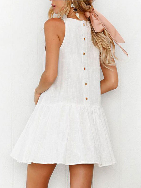 white summer dress with buttons
