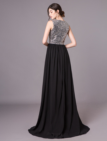 Black Evening Sexy Cutout Pleated Long Prom Dress - Power Day Sale