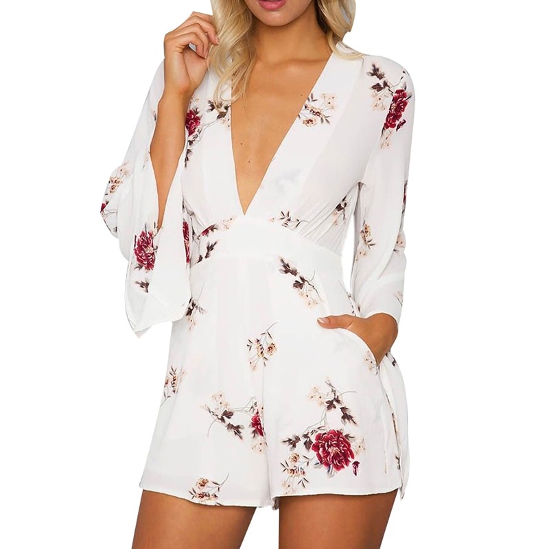 Floral Print Playsuits Sexy Jumpsuits Short Rompers Overalls – TD Mercado