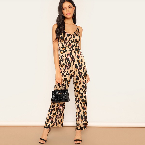 Leopard Print Summer Women Zipper Elegant Jumpsuits - Power Day Sale
