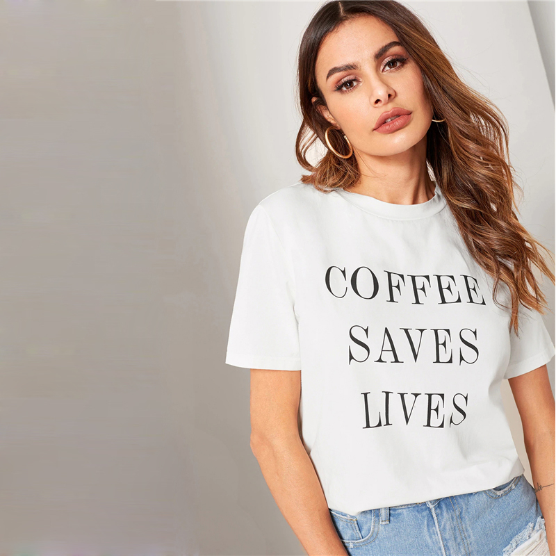 Letter Slogan Clothing Round Neck Tops Streetwear T shirt 2