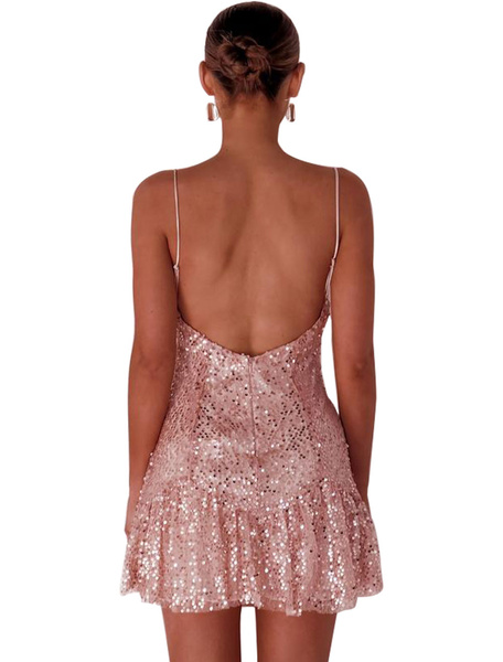 Sexy Club Sequin Backless Bodycon Dress Glitter Going Out Dresses
