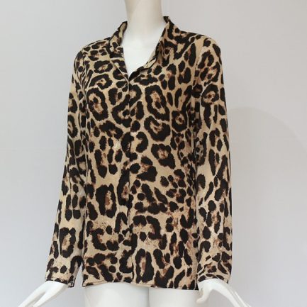 Sexy Leopard Print Chiffon Casual Shirt Loose Ladies Tops - Power Day Sale