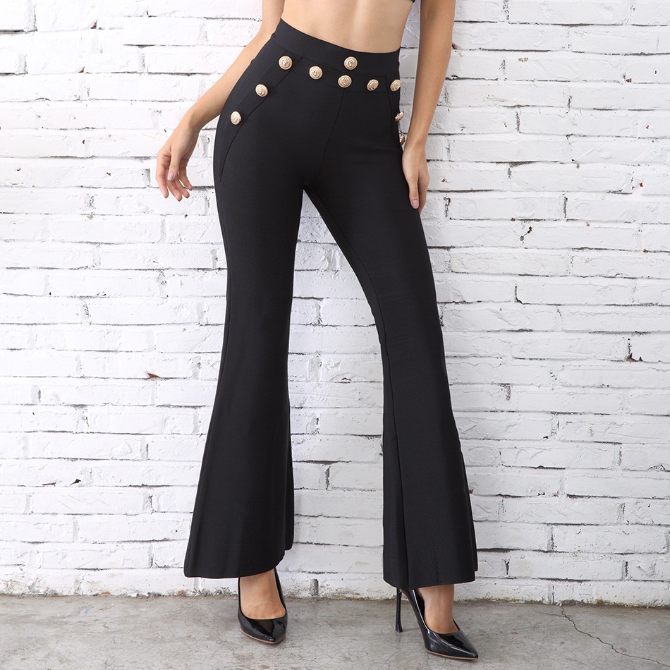 WDIRARA Women's High Rise Wide Leg Split Hem Pants Party Club Solid Pants  Black XS at Amazon Women's Clothing store