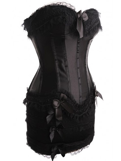 Lace Ruffles Corsets And Panty Set - Power Day Sale