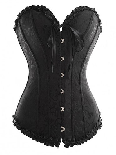 Overbust Corset Top Waist Trainer Lace Up Body Shaper Sexy Lingerie ...