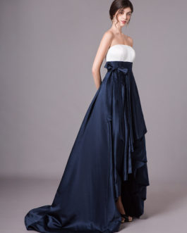 Prom Strapless Satin A Line Pleated Sash Long Evening Dress