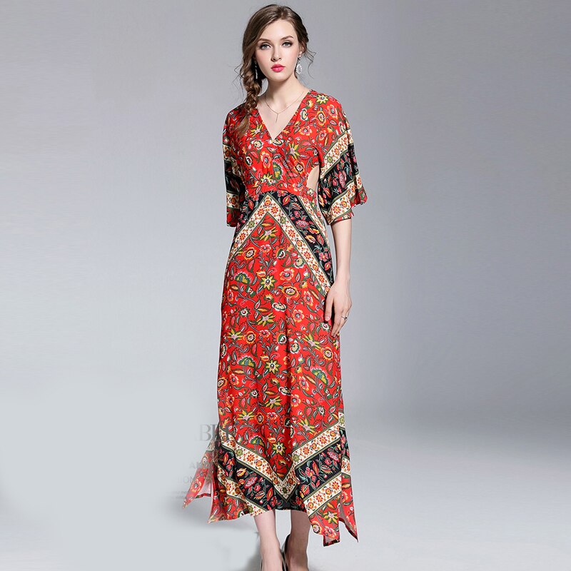 boho print maxi dress