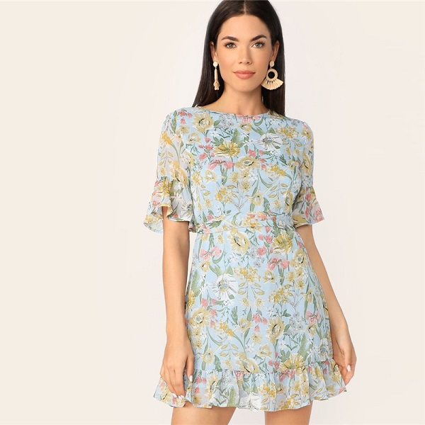 Women Round Neck A Line Fit And Flare Dresses - Power Day Sale