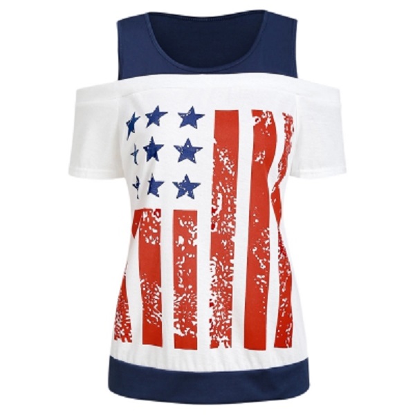 American Flag Cold Shoulder Top - Power Day Sale
