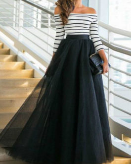 Off-the-shoulder Long Sleeve Chiffon Two Piece Sets