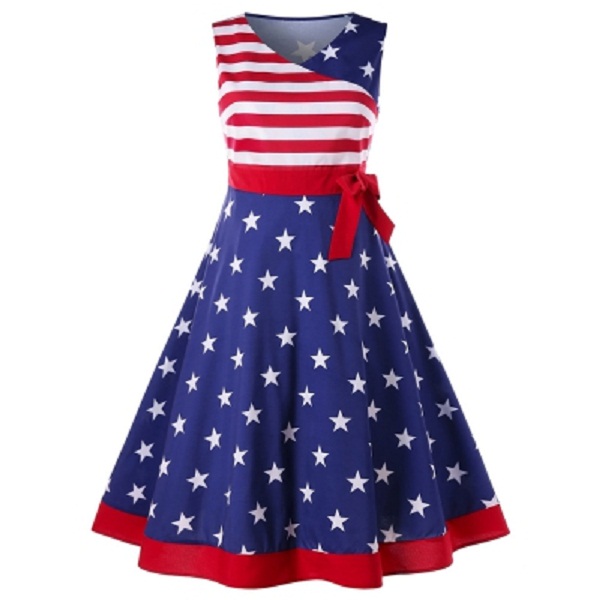 Plus Size American Flag Vintage Dress - Power Day Sale