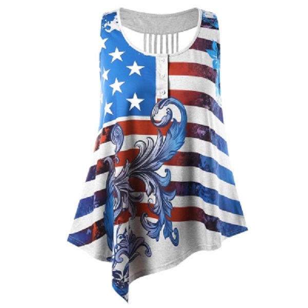 Plus Size Strappy American Flag Tank Top - Power Day Sale